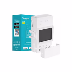 Relais Wifi Sonoff PowR320D avec fonction de mesure de la puissance consommée par le récepteur et un écran LCD indiquant les  ...