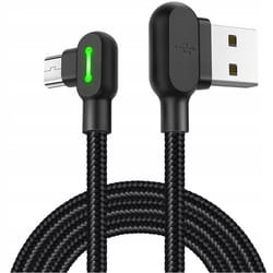 Câble téléphonique rapide Mcdodo coudé à 90° avec LED MICRO USB noir 1.2m