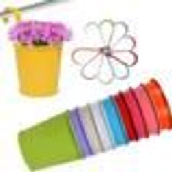 GK20197 10pcs Pots de Fleurs Suspendu Colorés en Métal Accroche Amovible Pot de Fleur Extérieur Plante Décoration Jardin Maison Ba