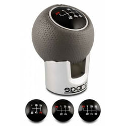 Sparco - Pommeau chrome et cuir gris - Liseret argent