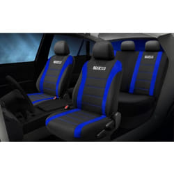 Jeu De Housses Complet Sparco Noir Avec Bandes Bleues -logo Av Seulement-
