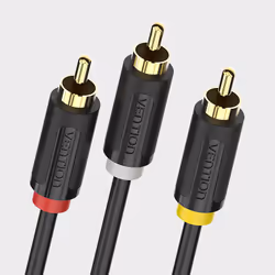 Vention BCABH câble video composite 2 m 3 x RCA Noir, Rouge, Blanc, Jaune