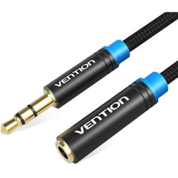 Cable de extension de audio de avec connecteur de nylon de 3,5 mm - Noir métallique - - Vention 5m