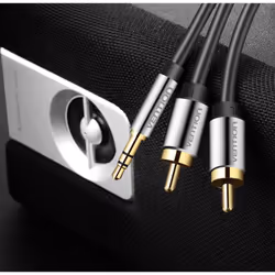 Vention BCFBF câble audio 1 m 3,5mm 2 x RCA Aluminium, Noir