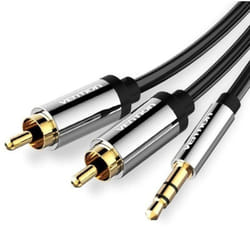 Vention - câble audio stéréo de 3,5 mm mâle vers 2 rca mâle - Noir métallique 5m