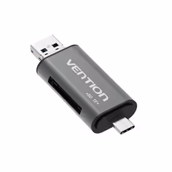 Vention CCJH0, MicroSD (TransFlash), SD, Gris, 480 Mbit/s, Aluminium, Windows, MacOS, Android, USB Type-A/USB Type-C/Micro-US ...