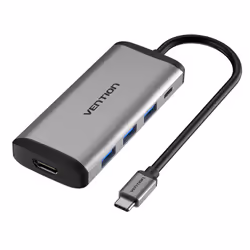 Vention CNBHB, Avec fil, USB 3.2 Gen 1 (3.1 Gen 1) Type-C, 87 W, Gris, 5 Gbit/s, 4K Ultra HD