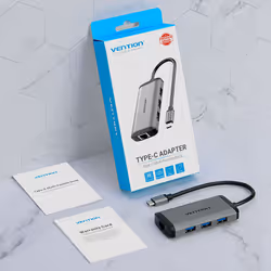 Vention CNCHB station d'accueil Avec fil USB 3.2 Gen 1 (3.1 Gen 1) Type-C Gris