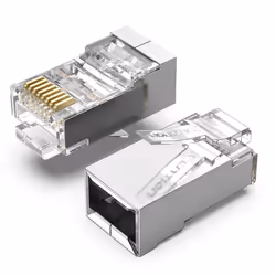 Vention IDAR0-50, RJ-45, Argent, Transparent, Mâle, Droit, Métal, Cat5e