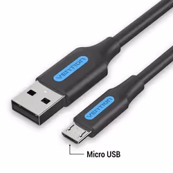 Vention COLBF, 1 m, USB A, Micro-USB B, USB 2.0, 480 Mbit/s, Noir