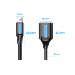 Vention CCUBB câble USB 0,15 m USB 2.0 Micro-USB B USB A Noir