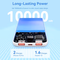 Vention Powerbank, ventiliacija, FHKW0, 10000 mAh, mikro USB, USB-C, 2xUSB-A, Blanc - Vue supplémentaire 2