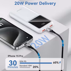 Vention Powerbank, ventiliacija, FHKW0, 10000 mAh, mikro USB, USB-C, 2xUSB-A, Blanc - Vue supplémentaire 5