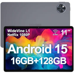 Tablette tactile DOOGEE U11 Android 15 Unisoc T606 Batterie 8580mAh 11 pouce ips 90Hz 16Go + 128 Go Widevine L1 WiFi6 - Gris