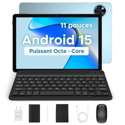 Tablette tactile 11 pouce DOOGEE U11 Avec clavier 4+5 Go étendue + 128 Go Batterie 8580mAh Android 15 Widevine L1WiFi6 PC - Bleu