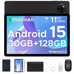 DOOGEE TAB A9 PRO+ Tablette tactile Avec clavier et stylet 11 pouces Android 1530 Go+ 128 Go8580mAh13 MP/WIFI/Face ID - Noir