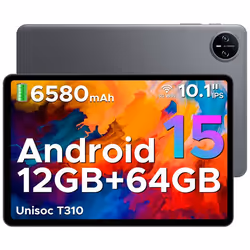 DOOGEE Tab A9 Tablette Tactile 10 pouces Android 15 12 Go RAM + 64 Go ROM (TF 2TB) 6580mAh /Face ID/5G WiFi Tablette - Gris