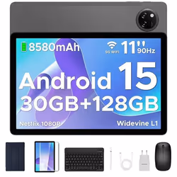 DOOGEE TAB A9 PRO+ Tablette tactile Avec clavier et stylet 11 pouces Android 1530 Go+ 128 Go8580mAh13 MP/WIFI/Face ID - Gris