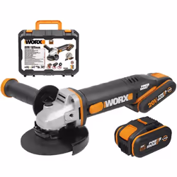 WORX - Meuleuse d'angle sans fil 20V - 2.0 Ah/4.0 Ah - WX803 - ⌀, 125 mm (Livrée avec 2 batteries et chargeur, 8600 rpm, poig ...