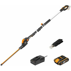 Taille-haie avec rallonge de 3,6 m et batterie 20 V/2 Ah avec charge rapide 1 h x 2 Ah.