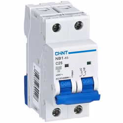 Disjoncteur magnétothermique Chint 2 modules DIN 2P 63A 400V courbe C - 180347Disjoncteur magnétique pour rail DIN -Nombre de ...