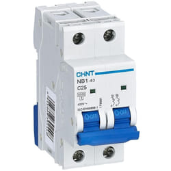 Chint - Disjoncteur magnétothermique 2 modules din 2p 63a 400v courbe c - 180347