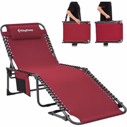 KingCamp Bain de Soleil Pliants 5 Positions RéglableChaise Longue inclinable PliableLit de Camping Pliant avec Oreiller Poche ...