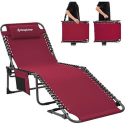KingCamp Bain de Soleil Pliants 5 Positions RéglableChaise Longue inclinable PliableLit de Camping Pliant avec Oreiller Poche C