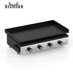 Bighorn - Plancha Gaz bf , 4 Brûleurs en Acier, Puissance 9.9644kW avec la Technologie Blue Flame, Plancha à Poser, Large Plancha à Revêtement