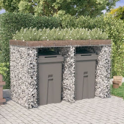 BESTMur de gabion pour poubelle - 192x91x120cm fer galvanisé FR83564