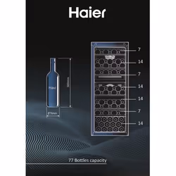 Haier Wine Bank 50 Serie 7 HWS77GDAU1 Refroidisseur de vin compresseur Pose libre Noir 77 bouteille(s)