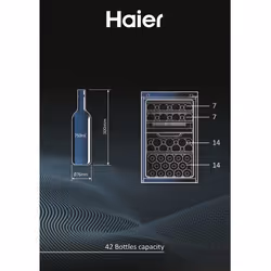 Haier Wine Bank 50 Serie 7 HWS42GDAU1 Refroidisseur de vin compresseur Pose libre Noir 42 bouteille(s)