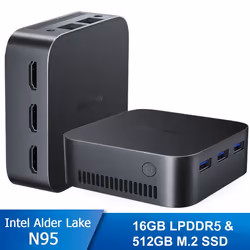Blackview MP80 Mini PC - RAM 16 Go Stockage 512 Go M.2 SSD Windows 11 Pro WiFi 2.4G+5G Intel Alder Lake N95 3.40 GHz - Noir
