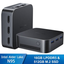 Blackview MP80 Mini PC - RAM 16 Go Stockage 512 Go M.2 SSD Windows 11 Pro WiFi 2.4G+5G Intel Alder Lake N95 3.40 GHz - Noir