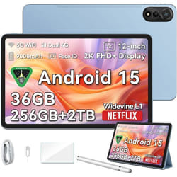 Blackview MEGA2 Tablette Tactile 11.97 Android 15 2.4G+5G Wifi RAM 36 Go ROM 256 Go/SD 2 To 9000mAh Tablette PC Dual Sim - Bleu