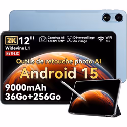 Oscal Pad 100 Tablette Tactile 12 Android 15 2.4G+5G Wifi RAM 36Go ROM 256Go/SD 2To 9000mAh 16MP+8MP Dual SIMMode PC WPS - Bleu