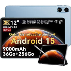 Oscal Pad 100 Tablette Tactile 12 Android 15 2.4G+5G Wifi RAM 36Go ROM 256Go/SD 2To 9000mAh 16MP+8MP Dual SIMMode PC WPS - Bleu