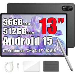 Blackview MEGA 8 Tablette Tactile 13 90Hz Gemini AI Android 15 36 Go RAM 512 Go/SD 2 To11000mAh50MP+13MPWifi Dual Sim - Gris