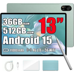 Blackview MEGA 8 Tablette Tactile 13 90Hz Gemini AI Android 15 36 Go RAM 512 Go/SD 2 To11000mAh50MP+13MPWifi Dual Sim - Vert