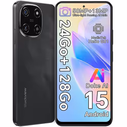 Blackview COLOR 6 Téléphone Portable Débloqué 24Go+128Go/2To 6.67 50MP+13MP 5000mAh Android 15Dual SIM 4GGPS - Noir