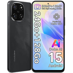 Blackview COLOR 6 Téléphone Portable Débloqué 24Go+128Go/2To 6.67 50MP+13MP 5000mAh Android 15Dual SIM 4GGPS - Noir
