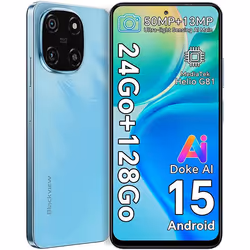 Blackview COLOR 6 Téléphone Portable Débloqué 24Go+128Go/2To 6.67 50MP+13MP 5000mAh Android 15Dual SIM 4GGPS - Bleu
