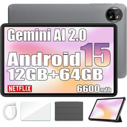 Blackview Tab 20 Wifi Tablette Tactile Google Gemini AI 2.0 10.1 Android 15 2.4G+5G Wifi 12 Go+64 Go-SD 2 To 6600mAh - Gris