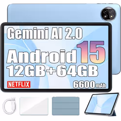 Blackview Tab 20 Wifi Tablette Tactile Google Gemini AI 2.0 10.1 Android 15 2.4G+5G Wifi 12 Go+64 Go-SD 2 To 6600mAh - Bleu