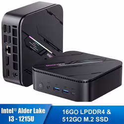 Mini PC Blackview MP100 Pro Intel®Alder Lake I3-1215U 4.4GHz Max 16 Go 512 Go/SSD 4ToWindows 11 ProWifi 6 4K UHD 144 Hz - Gri ...