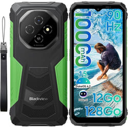 Blackview FORT 1 Téléphone Portable Incassable 6.56 12Go+128Go 10000mAh Smartphone Android 15 NFC Dual SIM GPS - Vert