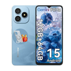 Blackview WAVE 9C Téléphone Portable 6.56 12Go+64Go 13MP+8MP 5000mAh Android 15 Smartphone Dual SIM Face ID3 Carts Slots - Bleu