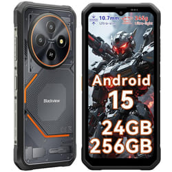 Blackview Fort 2 Téléphone Portable Incassable 6.56 24Go+256Go 5000mAh 16MP AI Caméra Smartphone Android 15 NFC Dual SIM GPS -