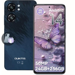 OUKITEL C58 Pro Android 14 Smartphone - 24Go + 256Go/TF 1ToÉcran 6.7 Pouces HD+ 90HzOcta Core 5150mAh 48MP+8M Dual SIM 4GFinge