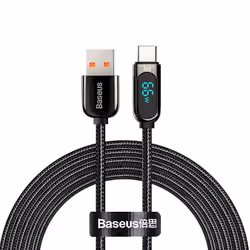 Baseus CASX020101, 2 m, USB A, USB C, Noir